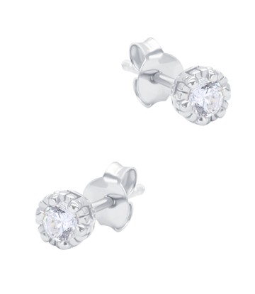 Round Shaped CZ Silver Stud Earring STS-6498